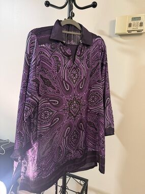 Limelight Purple Paisley Long-Sleeve Tunic Top